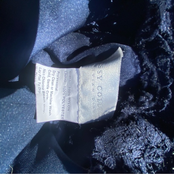 Dessy Collection Long Sleeve Lace Gown Navy - Picture 6 of 13